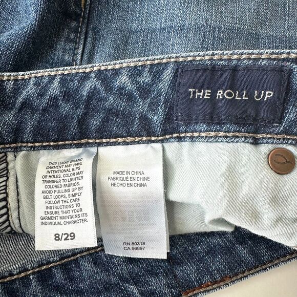 Lucky Brand The Roll Up Denim Jean Shorts Women’s Size 8/29 Medium Wash Cuffed - Picture 7 of 7